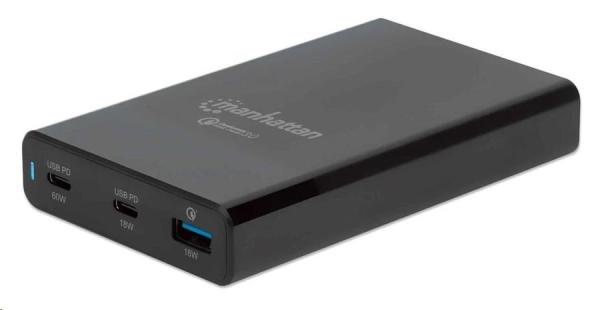 Nabíjacia stanica MANHATTAN USB Power Delivery - 65 W,  čierna