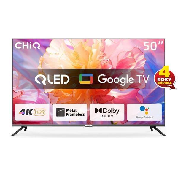 CHiQ U50QM8E TV 50",  UHD,  QLED,  smart,  Google TV,  dbx-tv,  Dolby Audio,  Frameless