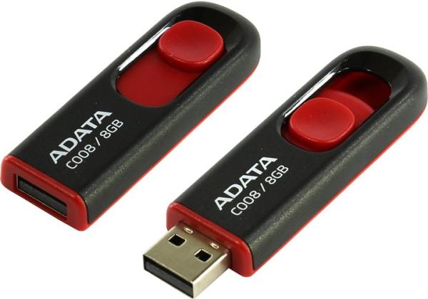 ADATA C008/ 8GB/ USB 2.0/ USB-A/ Červená