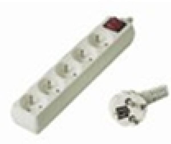 Predlžovací prívod 230V, 5m, 5 zásuviek + vypínač