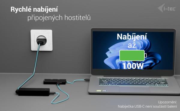 i-tec USB-C Triple 4K HDMI Video adaptér, Power Delivery 100W 