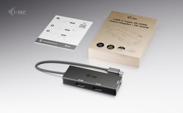 i-tec USB-C Triple 4K HDMI Video adaptér, Power Delivery 100W 