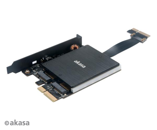 AKASA adaptér dual M.2 do PCIex s chladičem RGB 