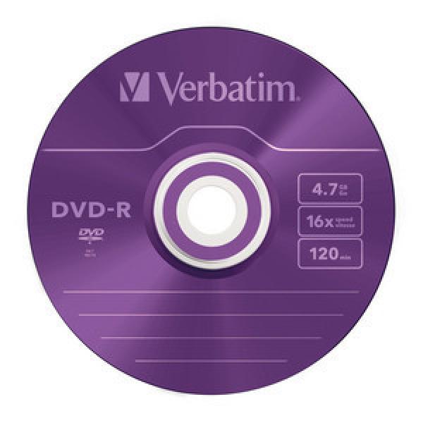 VERBATIM DVD-R 4, 7 GB (120 min) 16x farebný slim box, 5ks/ pack 