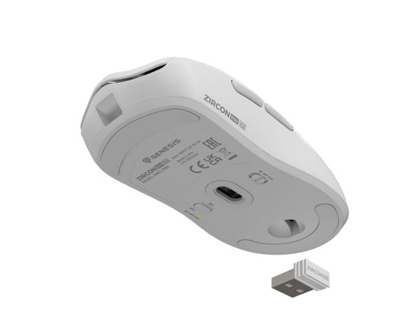 Genesis herná myš ZIRCON 500 G2/ Herná/ Optická/ 10 000 DPI/ USB+BT/ Biela 