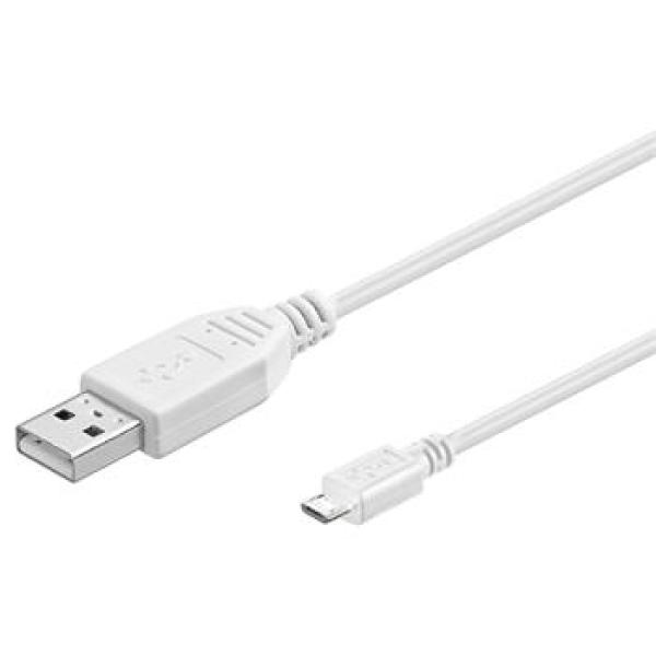 PremiumCord Kábel micro USB 2.0, A-B 20cm, biela