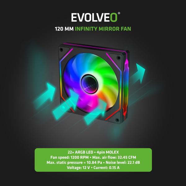 EVOLVEO Panthera, mATX/ 3x ARGB 120/ drevo+sklo 