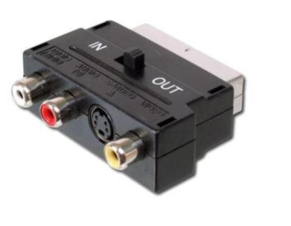 PremiumCord Adapter SCART-3x cinch + S-video s přepínačem IN/ OUT