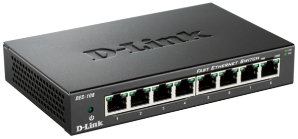 D-Link DES-108 kovový 8-port 10/ 100 Desktop Switch 