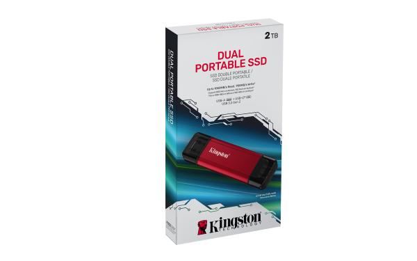 Kingston Dual Portable/ 2TB/ SSD/ Externá/ Červená/ 5R 