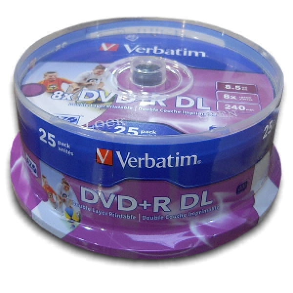 VERBATIM DVD+R(25-Pack)Spindl/ DoubleLayer/ 8, 5GB