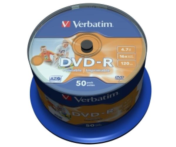 VERBATIM DVD-R (50-Pack) Cake/ Print/ 16x/ 4.7GB/ NoID