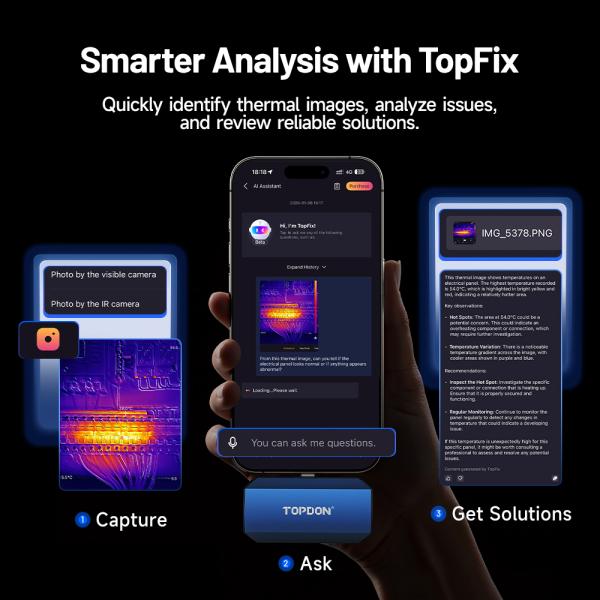 TOPDON termálna infrakamera TC001 Max/ AI asistent/ 512x384/ iOS/ Android/ Windows/ 1, 5MP/ USB-C 