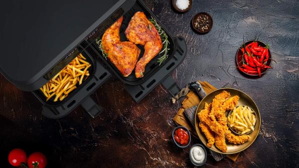 Salente DoubleAir, duálna teplovzdušná fritéza, 11 l, čierna 