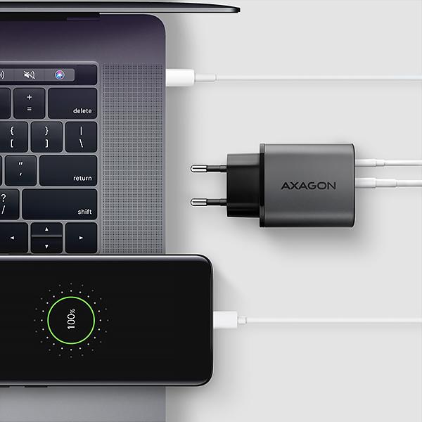 AXAGON ACU-PQ67D GaN nabíjačka do siete 67W, USB-A+USB-C, PD3.0/ PPS/ QC4+/ SFC2.0/ Apple, LCD display 