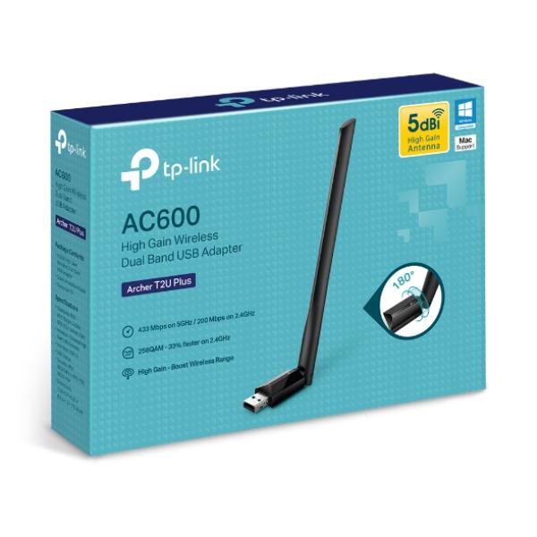 TP-Link Archer T2U Plus AC600 High Gain USB adaptér 