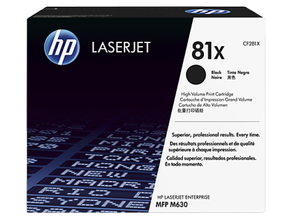 HP 81X Black LJ Toner Cart,  High Yield,  CF281X (25, 000 pages)