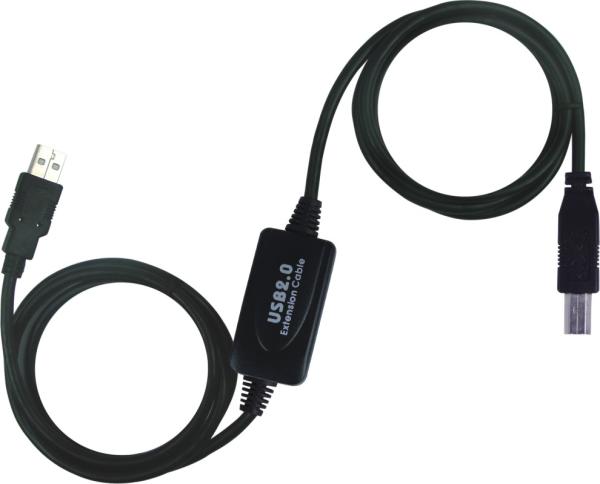 PremiumCord USB 2.0 repeater a propojovací kabel A/ M-B/ M 15m
