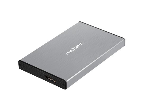 Externý box pre HDD 2, 5" USB 3.0 Natec Rhino Go, šedý, hliníkové telo