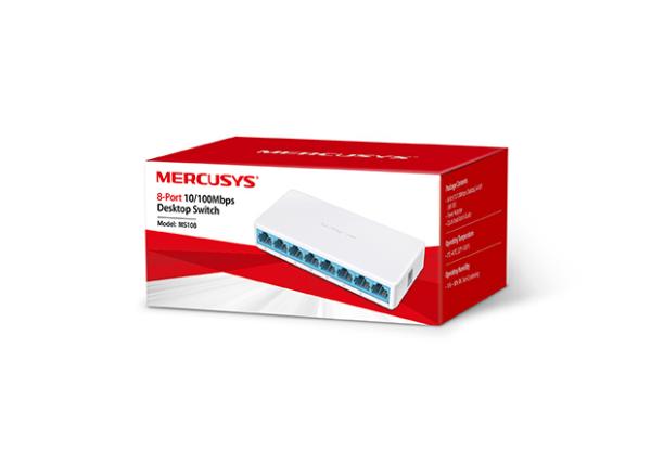 Mercusys MS108 8x10/ 100 mini desktop switch, plastic case 
