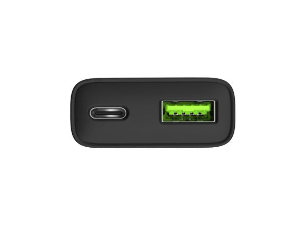 Univerzálna USB nabíjačka Natec RIBERA GaN SLIM, 20 W, 1X USB-A + 1X USB-C, Čierna 