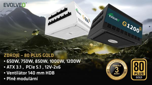 EVOLVEO G1200, 1200W/ ATX 3.1/ 80+ GOLD/ Modular 