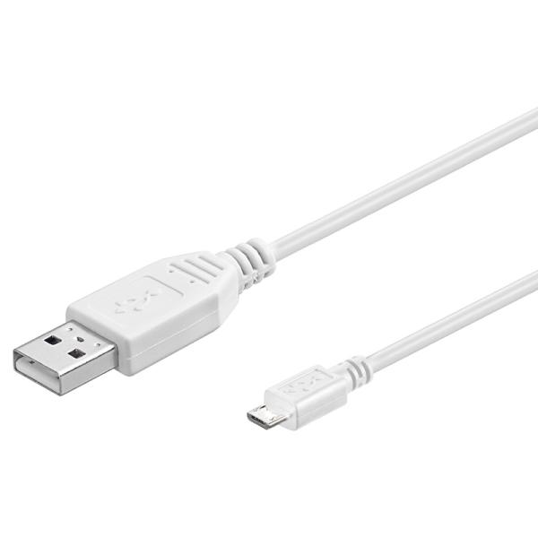 PremiumCord Kábel micro USB 2.0, A-B 0, 5m, biela