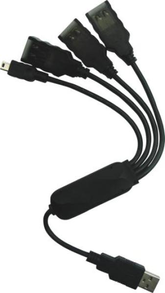 PremiumCord USB 2.0 HUB 4-portový, čierny kábel