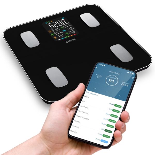 Salente MaxFit, múdra osobná diagnostická fitness váha, Bluetooth, čierna 