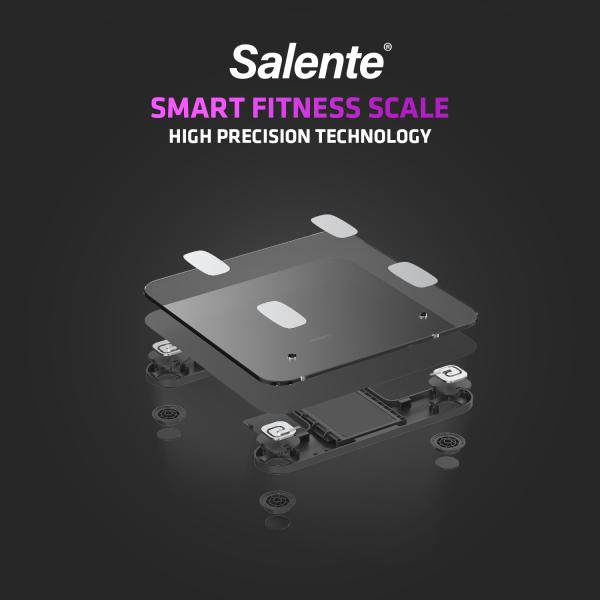 Salente MaxFit, múdra osobná diagnostická fitness váha, Bluetooth, čierna 