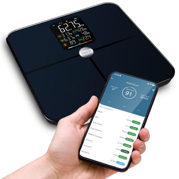 Salente BodyFit, múdra osobná diagnostická fitness váha, Bluetooth, čierna 
