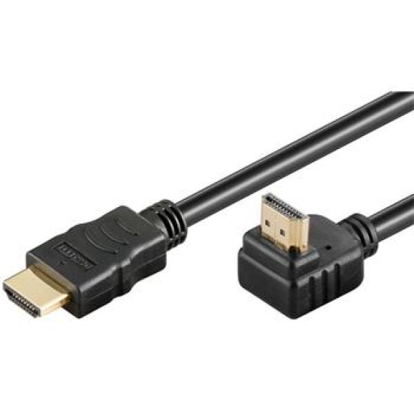 PremiumCord Kábel HDMI+Ethernet, zlac., 90°, 3m