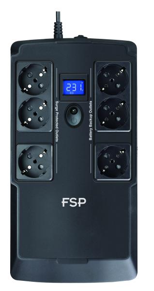 FSP UPS NanoFit 800, 800 VA / 480 W, 2xUSB power, LCD, RJ45, offline 