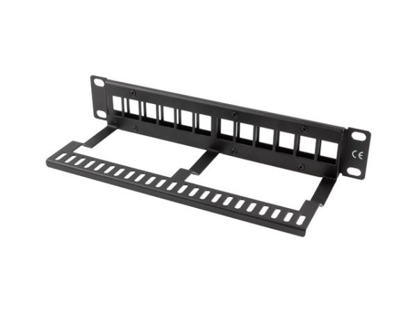 LANBERG PATCH PANEL 12 PORTOV 1U S ORGANIZÉROM PRO KEYSTONE MODULY ČIERNY 