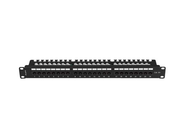 LANBERG PATCH PANEL 24 PORTOV 1U 19" CAT.6A UTP S POLICIOU ČIERNY 