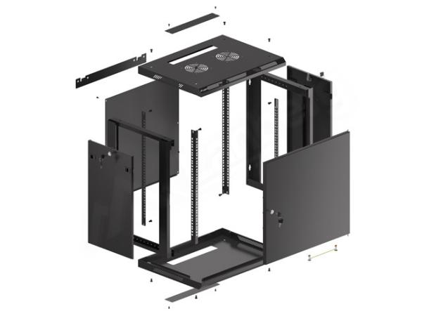 LANBERG RACKOVÁ SKRIŇA 19" NÁSTENNÁ 12U/ 600X450 PRO VLASTNÚ MONTÁŽ S KOVOVÝMI DVERAMI ČIERNA 