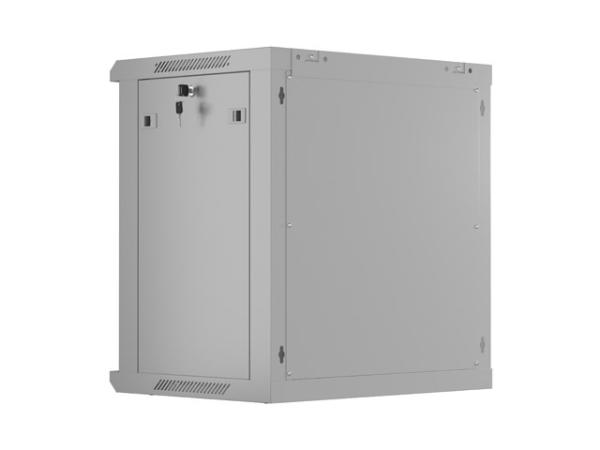 NÁSTENNÁ INŠTALAČNÁ SKRIŇA 19" 12U 600X450 ŠEDÉ PERFOROVANÉ DVERE - PLOCHÉ BALENIE 