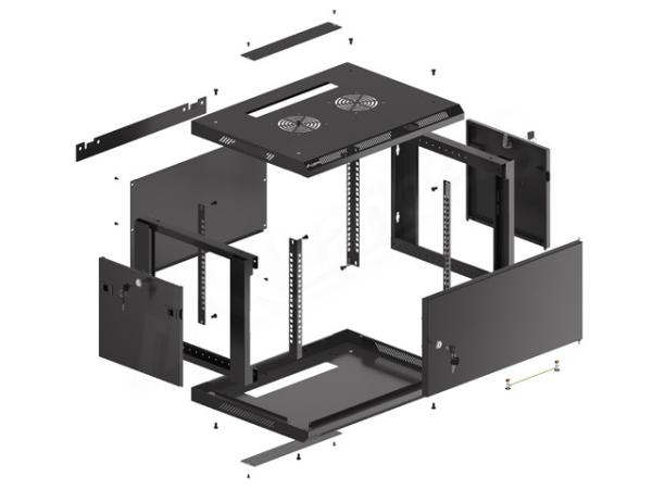 LANBERG RACKOVÁ SKRIŇA 19" PRO MONTÁŽ NA STENU 6U/ 600X450 PRO VLASTNÚ MONTÁŽ S KOVOVÝMI DVERMI ČIERNA 