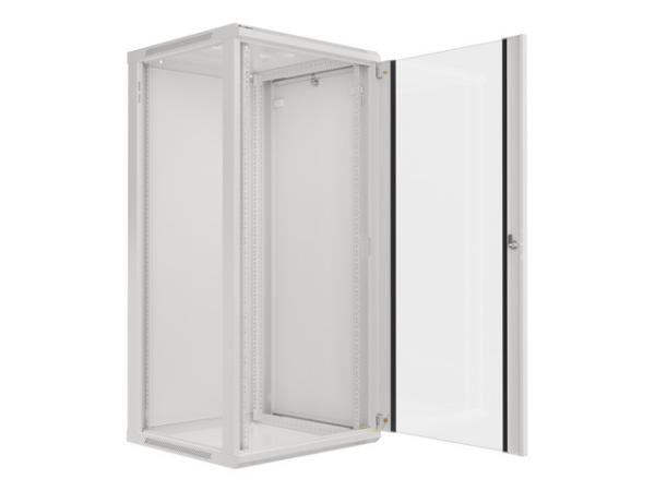 LANBERG RACKOVÁ SKRIŇA 19" NÁSTENNÁ 27U/ 600X600 (FLAT PACK) S PRESKLENÝMI DVERAMI ŠEDÁ V2 