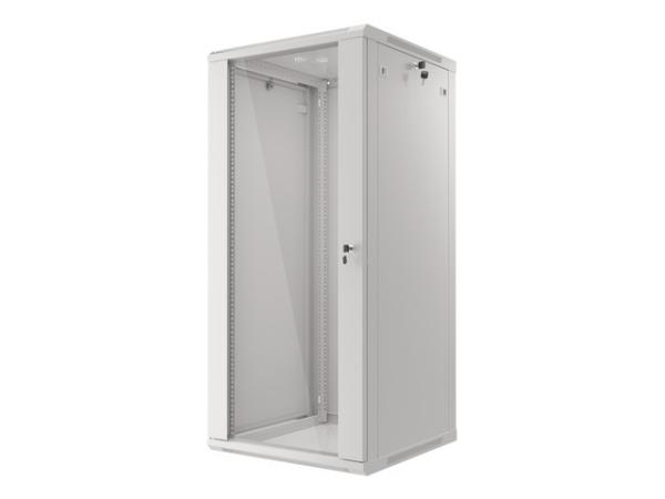 LANBERG RACKOVÁ SKRIŇA 19" NÁSTENNÁ 27U/ 600X600 (FLAT PACK) S PRESKLENÝMI DVERAMI ŠEDÁ V2 