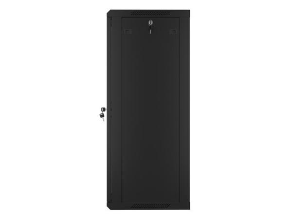 LANBERG 19" RACKOVÁ SKRIŇA PRO MONTÁŽ NA STENU 22U/ 600X450 (FLAT PACK) S PROSKLENÝMI DVERMI ČIERNA V2 
