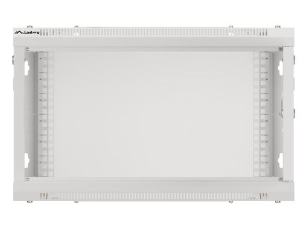 LANBERG 19" RACKOVÁ SKRIŇA PRO MONTÁŽ NA STENU 6U/ 600X600 (FLAT PACK) S PROSKLENÝMI DVERAMI ŠEDÁ V2 