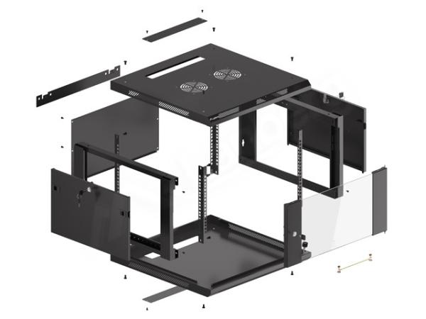 LANBERG 19" RACKOVÁ SKRIŇA PRO MONTÁŽ NA STENU 6U/ 600X600 (FLAT PACK) ČIERNA V2 