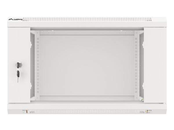 LANBERG 19" RACKOVÁ SKRIŇA PRO MONTÁŽ NA STENU 6U/ 600X600 (FLAT PACK) S PROSKLENÝMI DVERAMI ŠEDÁ V2 