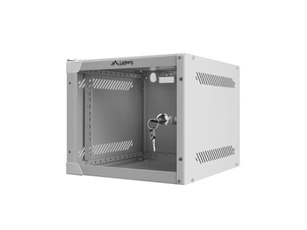 LANBERG RACKOVÁ SKRIŇA 10" NÁSTENNÁ 4U/ 280X310 (FLAT PACK) S PRESKLENÝMI DVERMI ŠEDÁ 