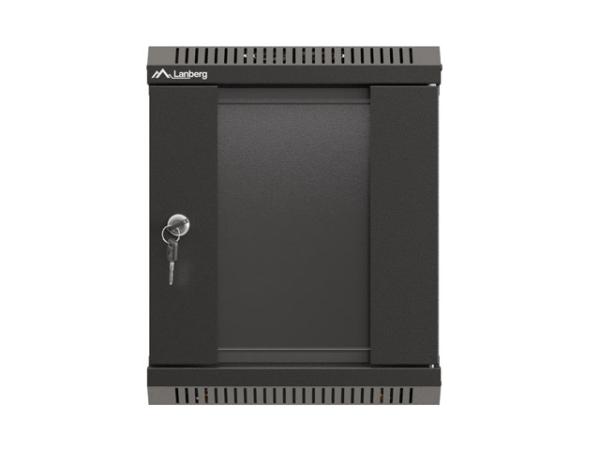 LANBERG RACKOVÁ SKRIŇA 10" PRO MONTÁŽ NA STENU 6U/ 300X300 (FLAT PACK) S PROSKLENÝMI DVERMI ČIERNA 