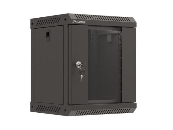 LANBERG RACKOVÁ SKRIŇA 10" PRO MONTÁŽ NA STENU 6U/ 300X300 (FLAT PACK) S PROSKLENÝMI DVERMI ČIERNA 