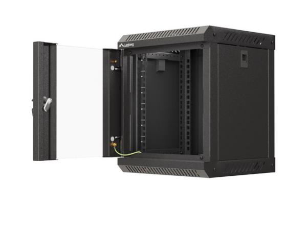 LANBERG RACKOVÁ SKRIŇA 10" PRO MONTÁŽ NA STENU 6U/ 300X300 (FLAT PACK) S PROSKLENÝMI DVERMI ČIERNA 
