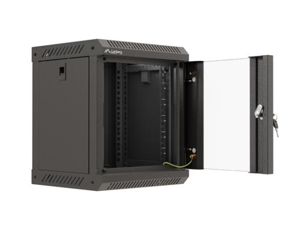 LANBERG RACKOVÁ SKRIŇA 10" PRO MONTÁŽ NA STENU 6U/ 300X300 (FLAT PACK) S PROSKLENÝMI DVERMI ČIERNA 