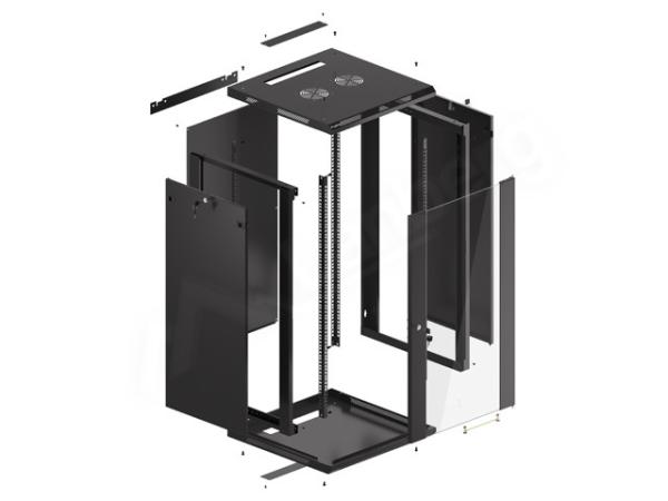 LANBERG 19" RACKOVÁ SKRIŇA PRO MONTÁŽ NA STENU 22U/ 600X600 (FLAT PACK) ČIERNA V2 